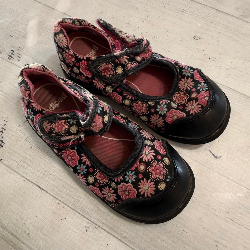 Pediped girls Maryjane pink floral shoes EU 24 US 7.5/8